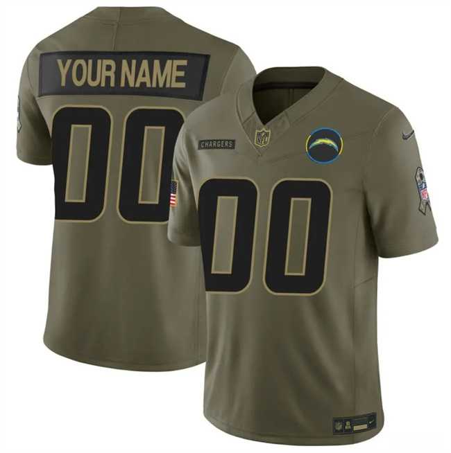 Men%27s Los Angeles Chargers Active Player Custom Olive 2025 F.U.S.E. Salute to Service Limited Stitched Football Jersey