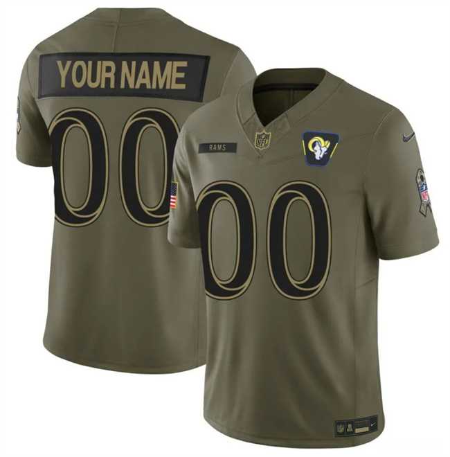 Men%27s Los Angeles Rams Active Player Custom Olive 2025 F.U.S.E. Salute to Service Limited Stitched Football Jersey
