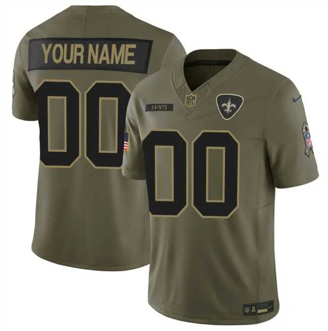 Men%27s New Orleans Saints Active Player Custom Olive 2025 F.U.S.E. Salute to Service Limited Stitched Football Jersey