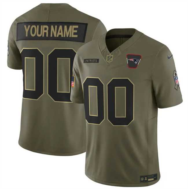 Men%27s New England Patriots Active Player Custom Olive 2025 F.U.S.E. Salute to Service Limited Stitched Football Jersey
