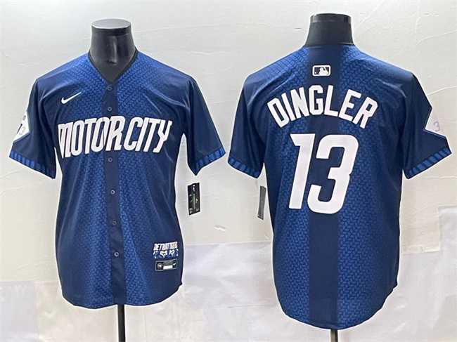 Men%27s Detroit Tigers #13 Dillon Dingler 2024 Navy City Connect Cool Base Limited Stitched Jersey