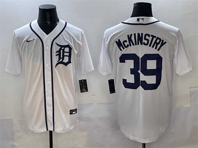 Men%27s Detroit Tigers #39 Zach McKinstry White Cool Base Stitched Baseball Jersey