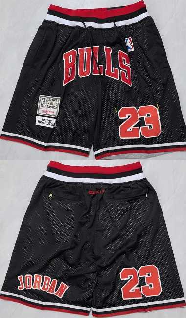 Men%27s Chicago Bulls #23 Michael Jordan Black Shorts (Run Small)