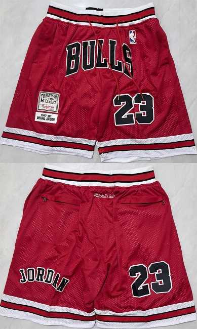 Men%27s Chicago Bulls #23 Michael Jordan Red Shorts (Run Small)