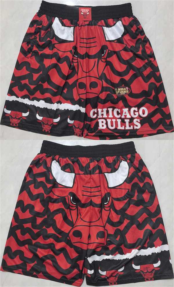Men%27s Chicago Bulls Black Red Shorts (Run Small)
