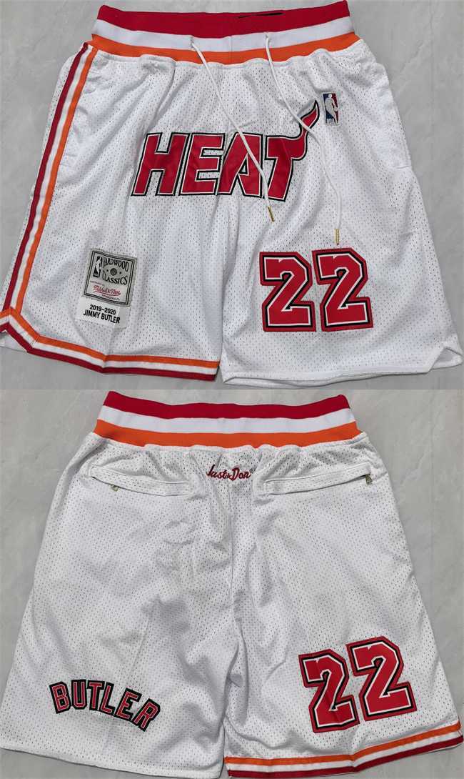 Men%27s Miami Heat White #22 Shorts (Run Small)