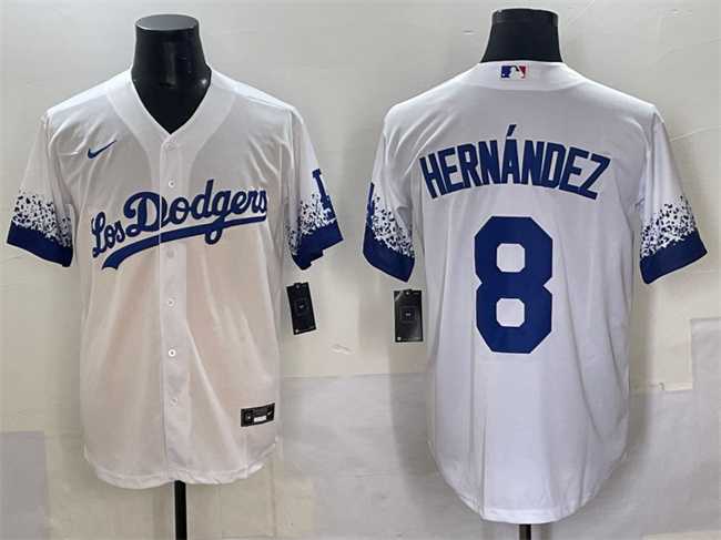 Men%27s Los Angeles Dodgers #8 Enrique Hernandez White City Connect Cool Base Stitched Jersey