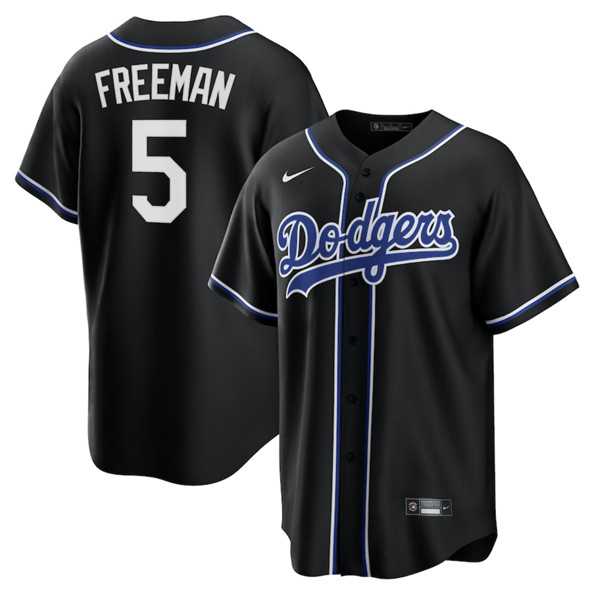 Men%27s Los Angeles Dodgers #5 Freddie Freeman Black Lights Out Limited Stitched Baseball Jersey Dzhi