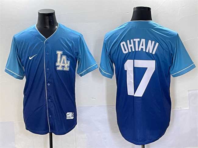 Men%27s Los Angeles Dodgers #17 Shohei Ohtani Blue Stitched Baseball Jersey