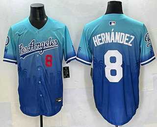 Men%27s Los Angeles Dodgers #8 Enrique Hernandez Blue 2025 City Connect Limited Stitched Jersey