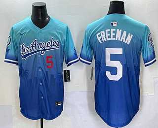 Men%27s Los Angeles Dodgers #5 Freddie Freeman Blue 2025 City Connect Limited Stitched Jersey