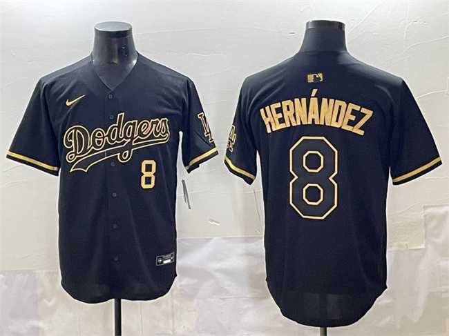 Men%27s Los Angeles Dodgers #8 Enrique Hernandez Black Gold Limited Stitched Jersey