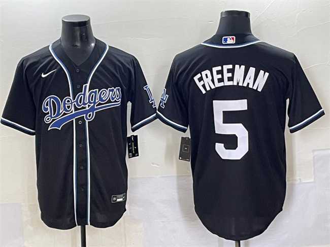 Men%27s Los Angeles Dodgers #5 Freddie Freeman Black Fashion Stitched Baseball Jersey