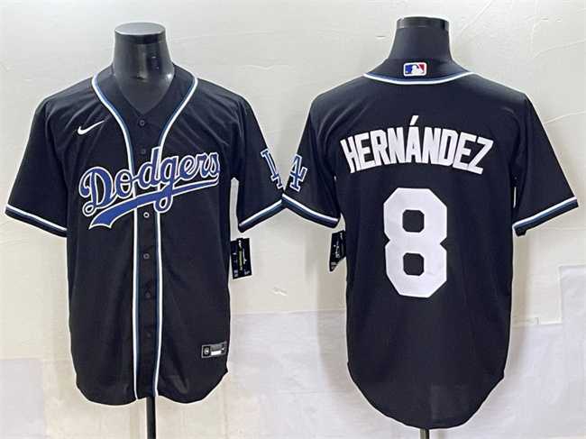 Men%27s Los Angeles Dodgers #8 Enrique Hernandez Black Fashion Stitched Baseball Jersey