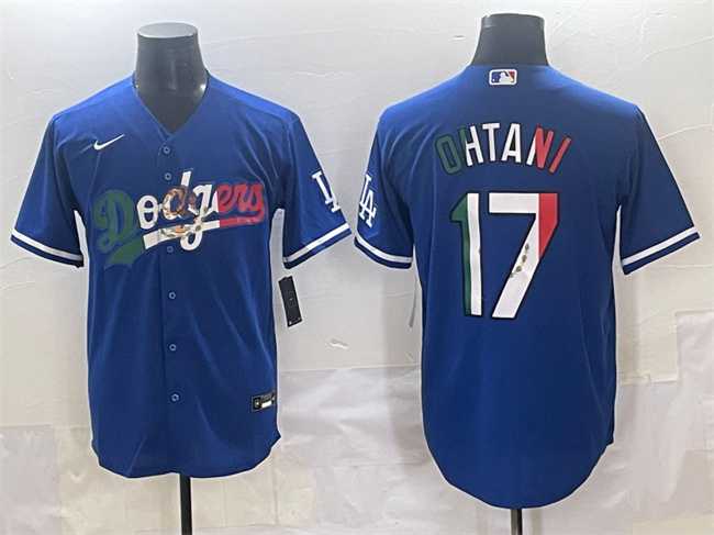 Men%27s Los Angeles Dodgers #17 Shohei Ohtani Blue Mexico Stitched Jersey