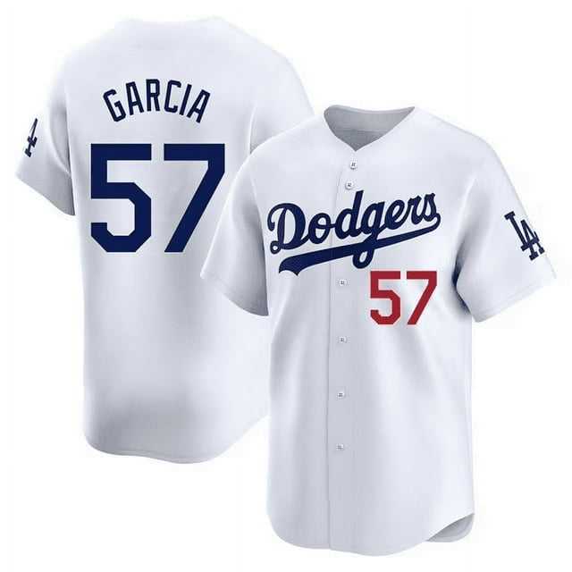 Men%27s Los Angeles Dodgers #57 Luis Garcia White Cool Base Stitched Jerseys Dzhi
