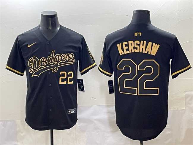 Men%27s Los Angeles Dodgers #22 Clayton Kershaw Black Gold Limited Stitched Jersey