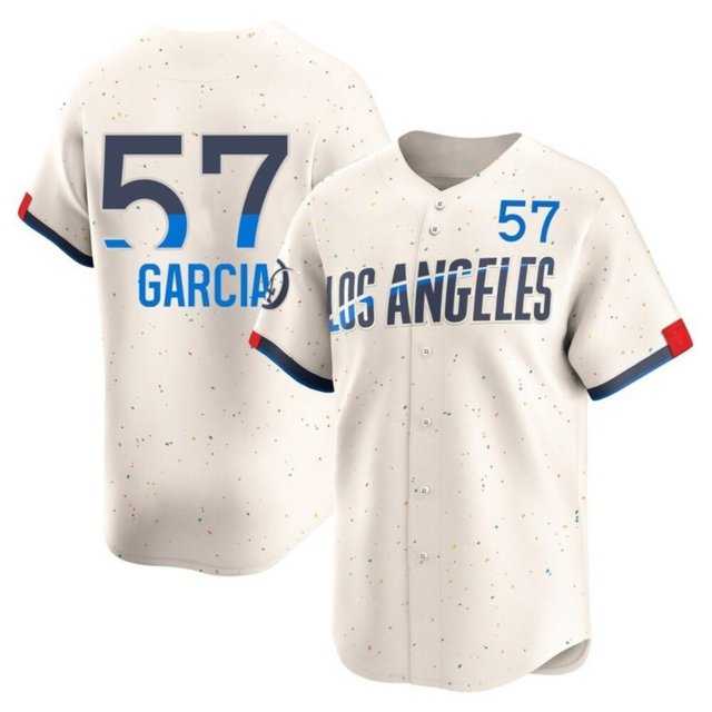 Men%27s Los Angeles Dodgers #57 Luis Garcia Cream  City Connect Limited Stitched Baseball Jersey Dzhi