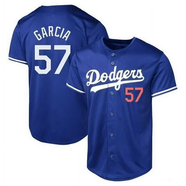 Men%27s Los Angeles Dodgers #57 Luis Garcia Blue Cool Base Stitched Baseball Jersey Dzhi