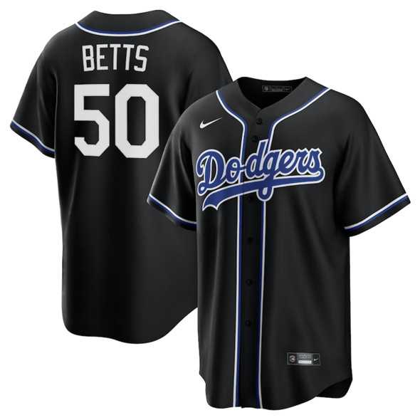 Men%27s Los Angeles Dodgers #50 Mookie Betts Black Lights Out Limited Stitched Baseball Jersey Dzhi