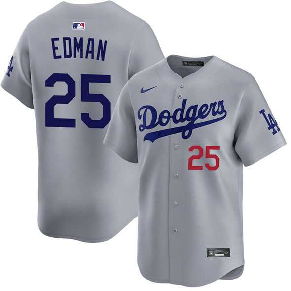 Men%27s Los Angeles Dodgers #25 Tommy Edman Gray Limited Stitched Baseball Jersey Dzhi