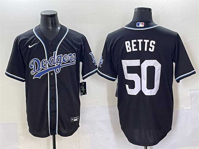 Men%27s Los Angeles Dodgers #50 Mookie Betts Black Fashion Stitched Baseball Jersey