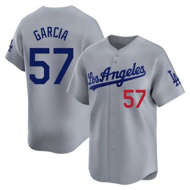 Men%27s Los Angeles Dodgers #57 Luis Garcia Grey Cool Base Stitched Baseball Jersey Dzhi