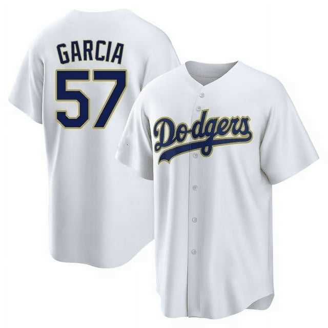 Men%27s Los Angeles Dodgers #57 Luis Garcia White Gold Cool Base Stitched Baseball Jersey Dzhi