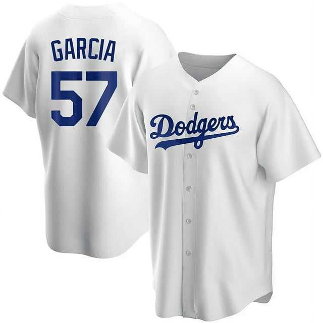 Men%27s Los Angeles Dodgers #57 Luis Garcia White Cool Base Stitched Baseball Jersey Dzhi