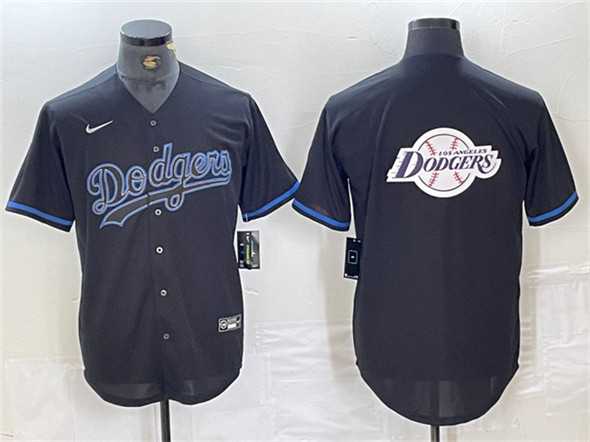 Men%27s Los Angeles Dodgers Team Big Logo Black Fashion Stitched Baseball Jersey