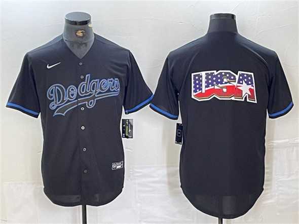 Men%27s Los Angeles Dodgers Team Big Logo Black Fashion Stitched Baseball Jerseys