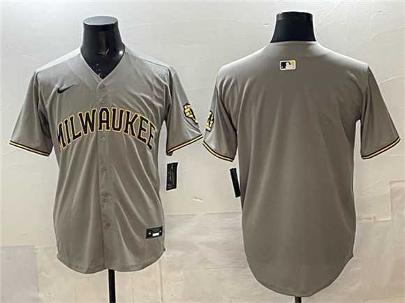 Men%27s Milwaukee Brewers Blank Gray Home Limited Stitched Jersey