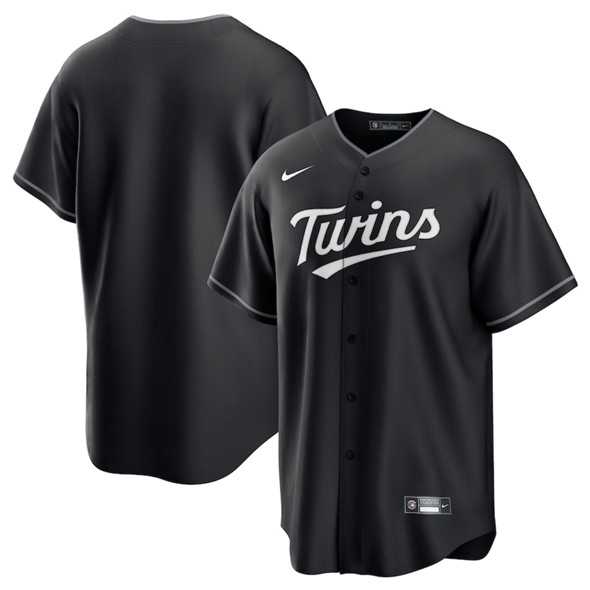Men%27s Minnesota Twins Blank Black Lights Out Limited Stitched Baseball Jersey Dzhi