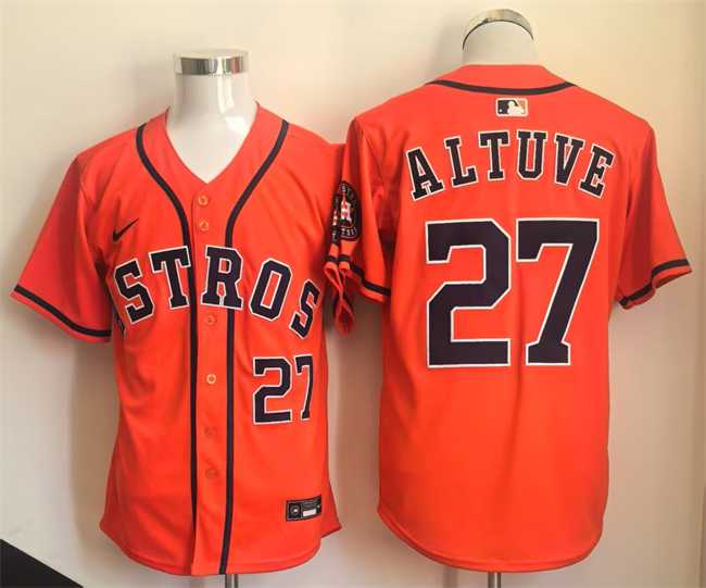 Men%27s Houston Astros #27 Jose Altuve Orange Limited Stitched Jersey