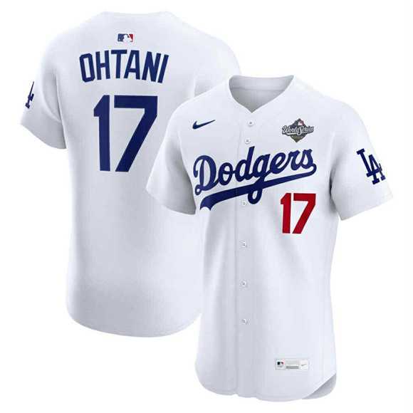 Men%27s Los Angeles Dodgers #17 Shohei Ohtani White 2025 World Series Cool  Base Sttiched Jersey Dzhi