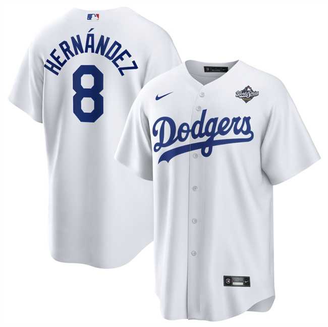 Men%27s Los Angeles Dodgers #8 Enrique Hernandez White 2025 World Series Home Cool Base Stitched Jersey Dzhi