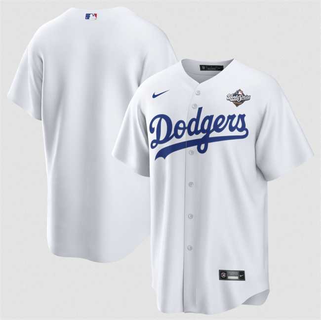 Men%27s Los Angeles Dodgers Blank White 2025 World Series Home Cool Base Stitched Jersey Dzhi