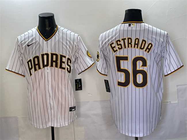 Men%27s San Diego Padres #56 Jeremiah Estrada White Cool Base Stitched Jersey