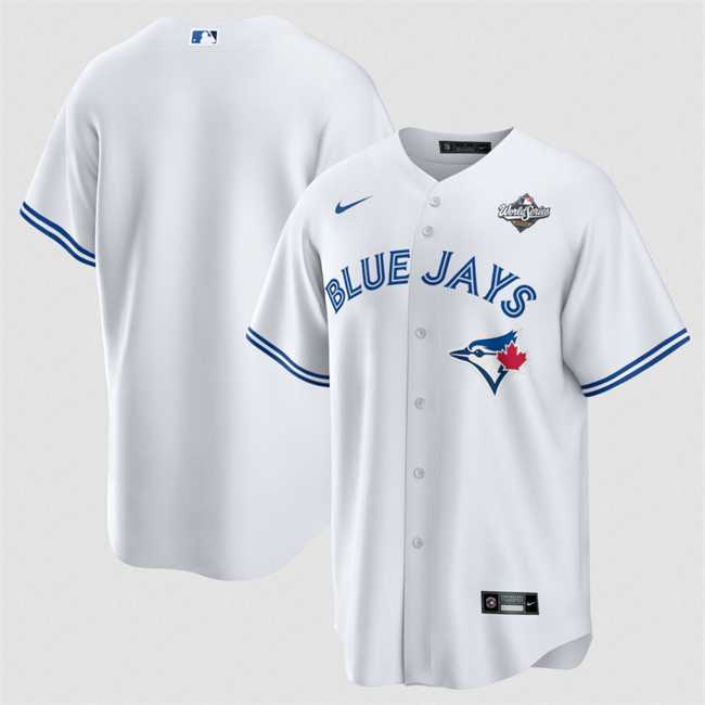 Men%27s Toronto Blue Jays Blank White 2025 World Series Home Cool Base Stitched Jersey Dzhi