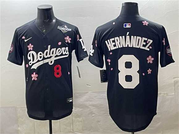 Men%27s Los Angeles Dodgers #8 Enrique Hernandez Black 2025 World Series Patch Tokyo Series Limited Stitched Jersey