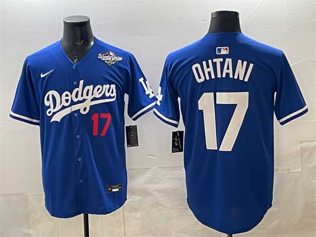 Men%27s Los Angeles Dodgers #17 Shohei Ohtani Royal 2025 World Series Limited Stitched Jersey