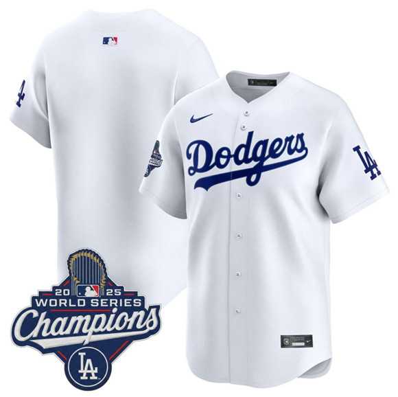 Men%27s Los Angeles Dodgers Blank White 2025 Champions Stitched Jersey