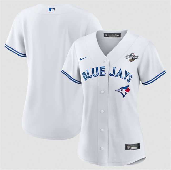 Women%27s Toronto Blue Jays Blank White 2025 World Series Home Cool Base Stitched Jersey Dzhi