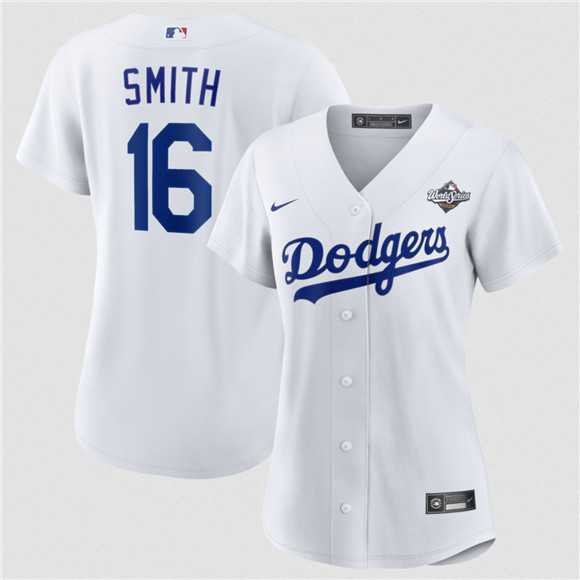 Women%27s Los Angeles Dodgers #16 Will Smith White 2025 World Series Home Cool Base Stitched Jersey Dzhi