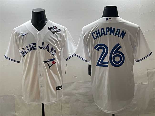 Men%27s Toronto Blue Jays #26 Matt Chapman White 2025 World Series Home Cool Base Stitched Jersey