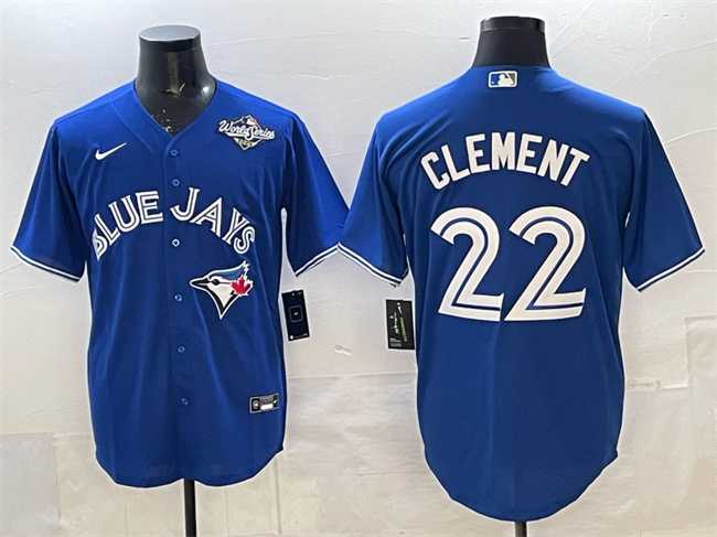 Men%27s Toronto Blue Jays #22 Ernie Clement Blue 2025 World Series Cool Base Stitched Jersey