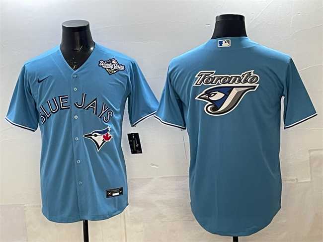 Men%27s Toronto Blue Jays Team Big Logo Blue 2025 World Series Home Cool Base Stitched Jersey