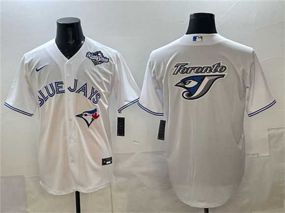Men%27s Toronto Blue Jays Team Big Logo White 2025 World Series Home Cool Base Stitched Jersey