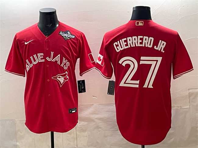 Men%27s Toronto Blue Jays #27 Vladimir Guerrero Jr. Red 2025 World Series Cool Base Stitched Jersey