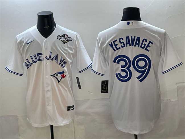 Men%27s Toronto Blue Jays #39 Trey Yesavage White 2025 World Series Home Cool Base Stitched Jersey
